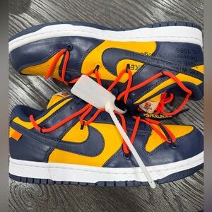 Nike Dunk Low X Off White Michigan Blue Yellow Men’s Sz  8 100% Authentic